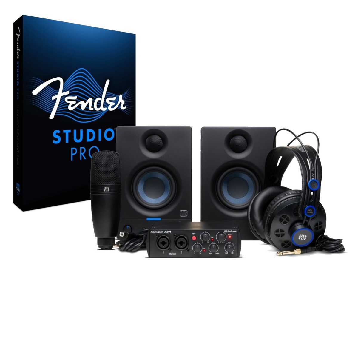 PreSonus AudioBox 96k Complete Bundle, includes Fender Studio Pro