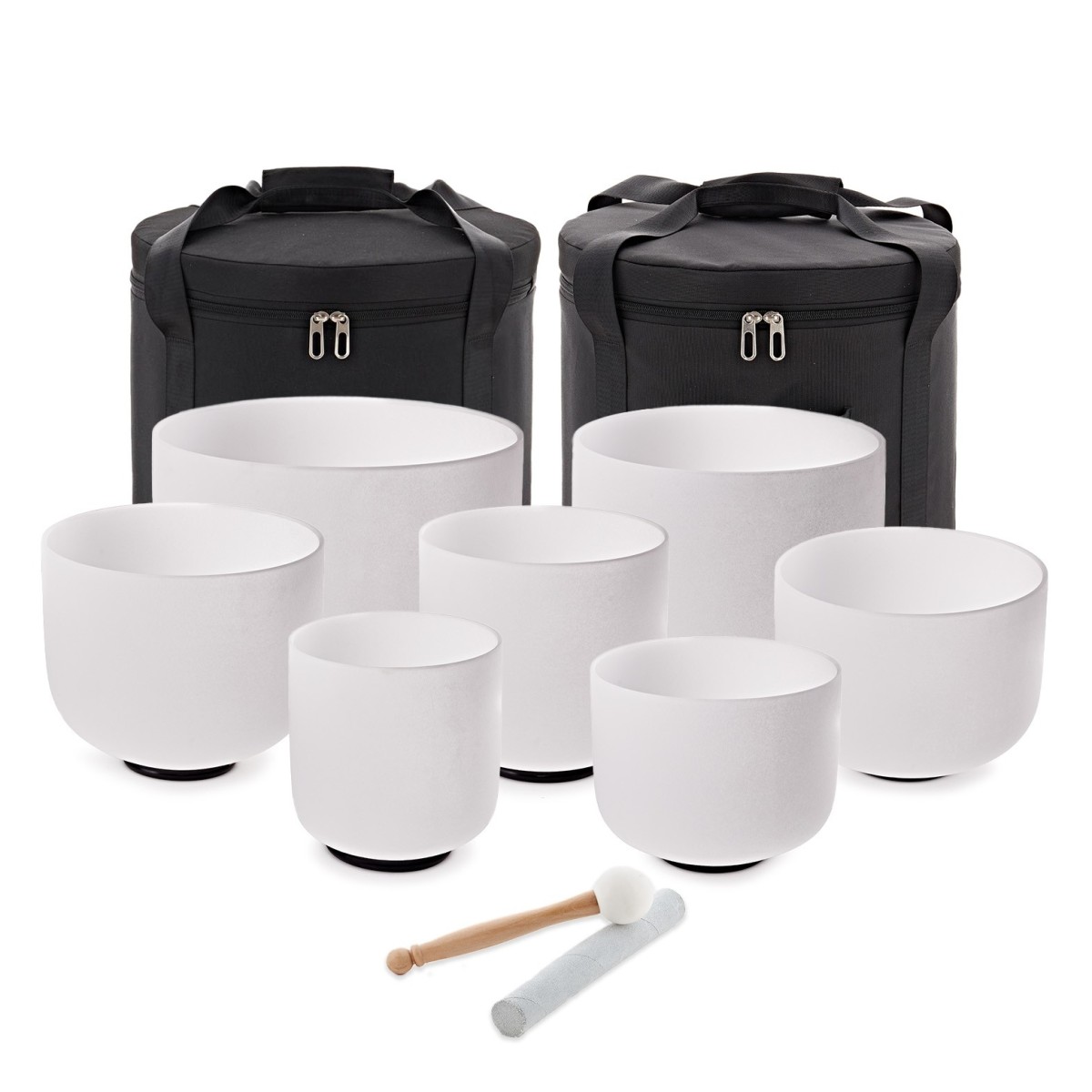 Gear4music Life Seven Piece Crystal Singing Bowl Set & Bags, 432Hz