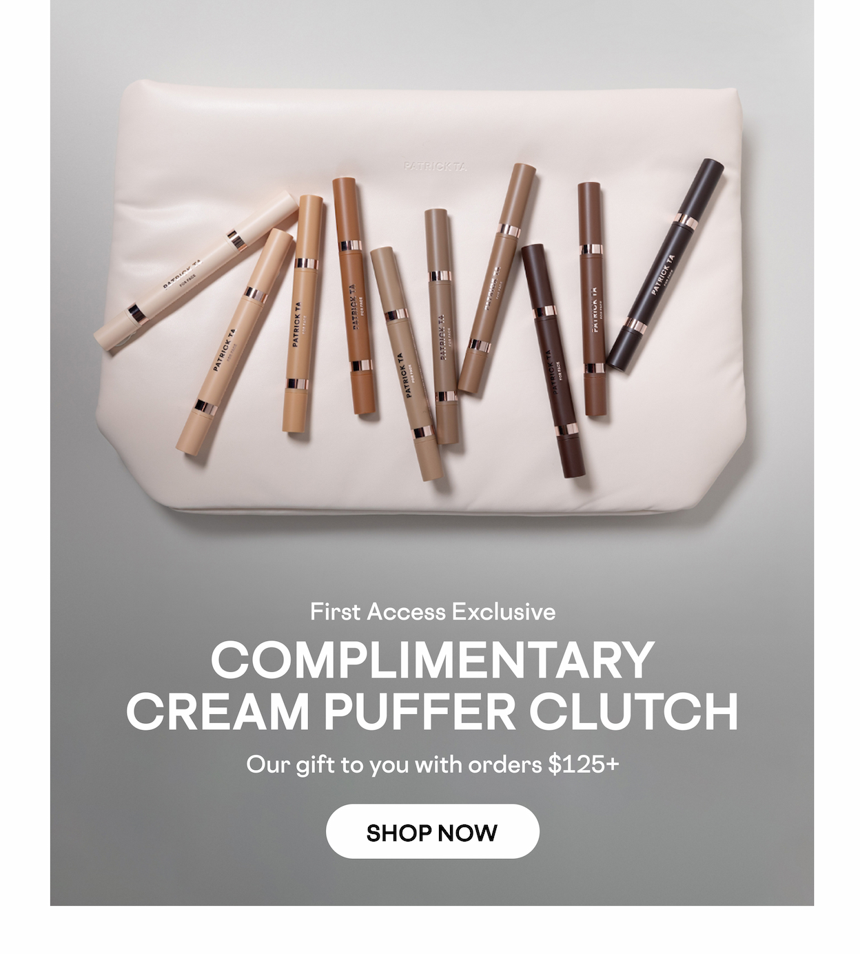 COMPLIMENTARY CREAM PUFFER CLUTCH
