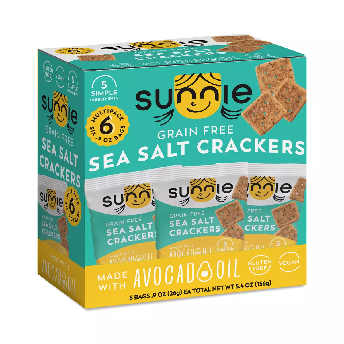 Grain Free Crackers, Sea Salt, Snack Pack