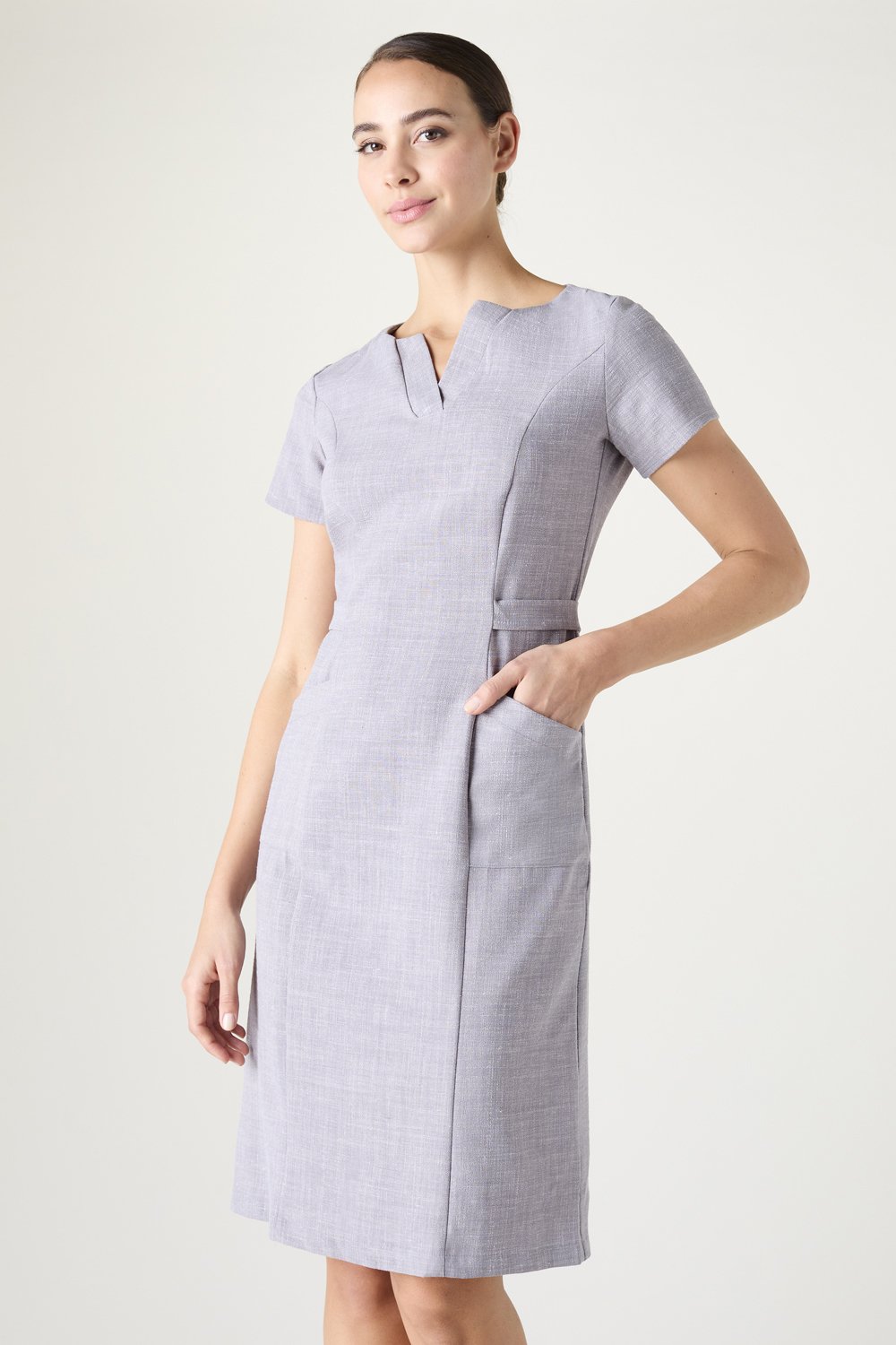 Image of SJ Women's Linen Blend V-Neck Dress, Grey