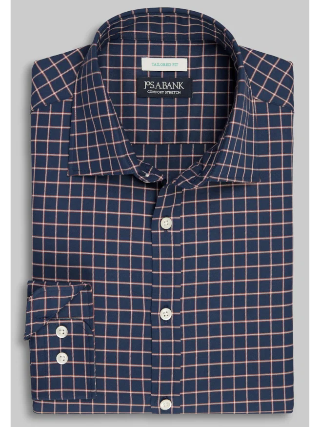 Jos. A. Bank Tailored Fit Boxed Plaid Button Up Shirt
