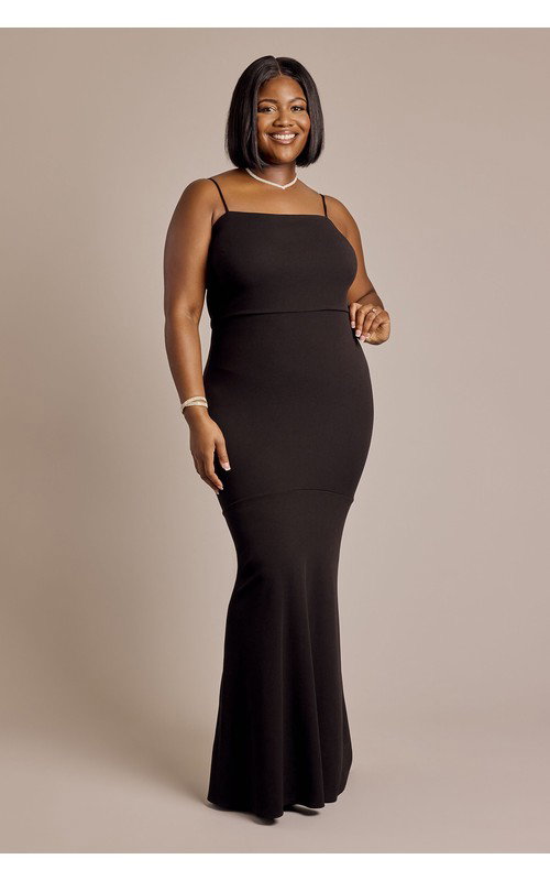 Spaghetti Strap Crepe Mermaid Dress