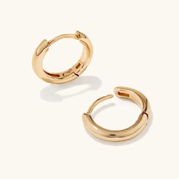 Half Round Huggie Earrings in 18kt Gold Plated Sterling Silver