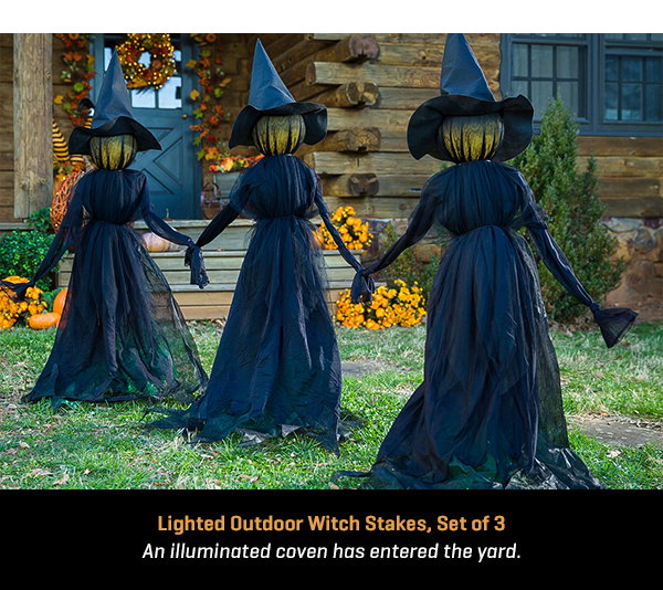 Lighted Outdoor Witch Stakes (Set of 3)