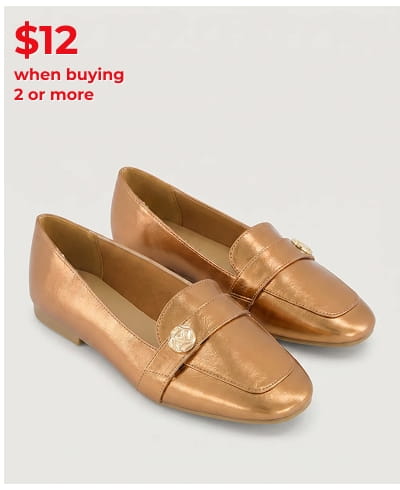 Shop Metallic Detail Almond Toe Loafers