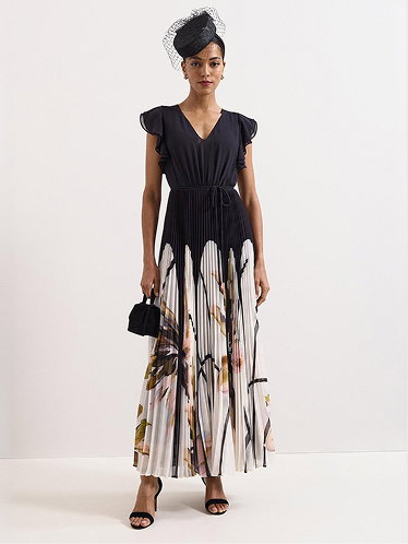 Uma Floral Pleated Maxi Dress