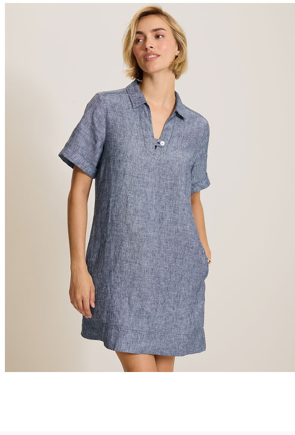 Two Palms Collared Linen Dress
