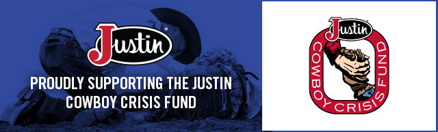 Justin logo. Proudly supporting the Justin Cowboy Crisis Fund.