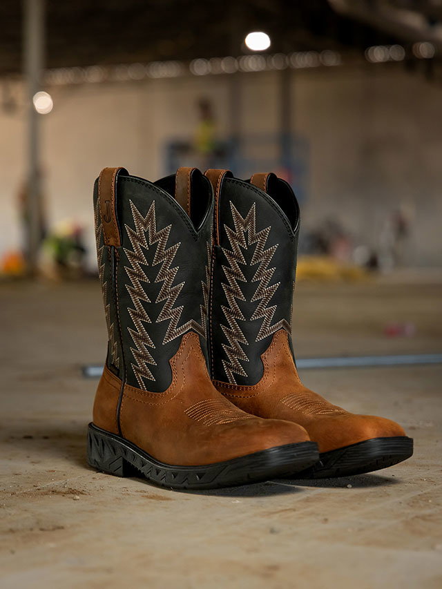 Taskmaker 11" Waterproof Steel Toe work boots in Brown.