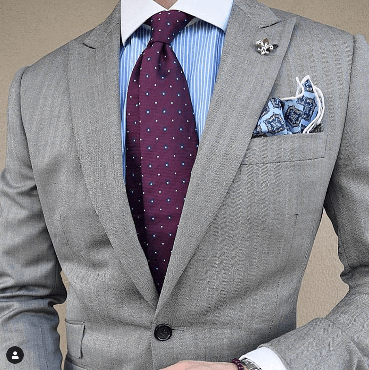 Purple, Navy & Silver Geometric Foulard Silk Tie