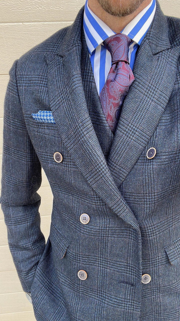 Burgundy & Blue Paisley Silk Tie