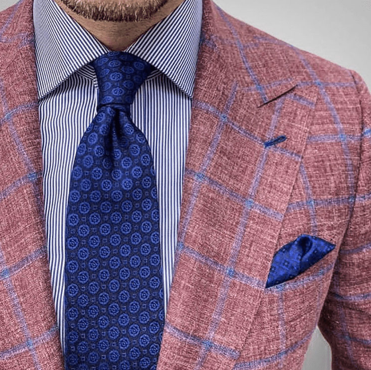 Navy & Blue Geometric Foulard Silk Tie
