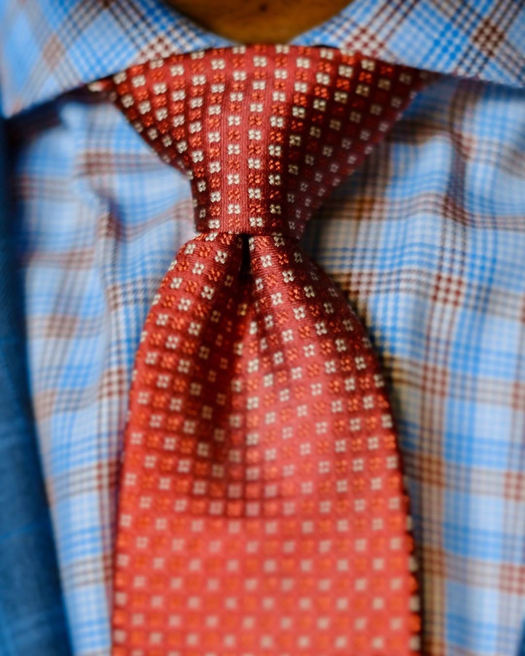 Burgundy & Silver Geometric Foulard Silk Tie