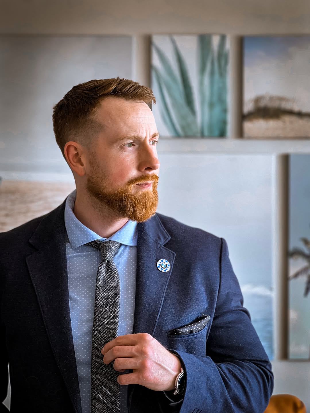 Plaid Skinny Grey Polyester Tie