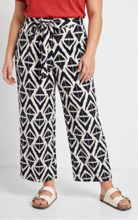 Pantalon large imprimé ethnique losanges