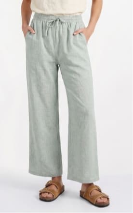 Pantalon large chiné élastiqué avec lin