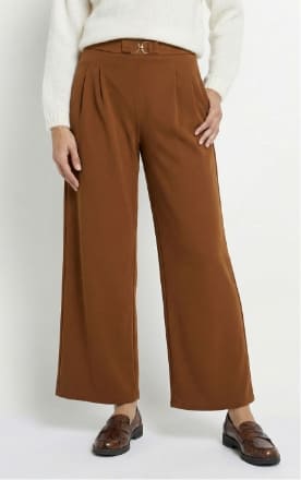 Pantalon large maille détail chic métal