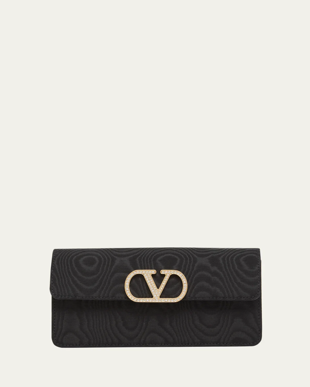 Crystal VLogo Moire Clutch Bag