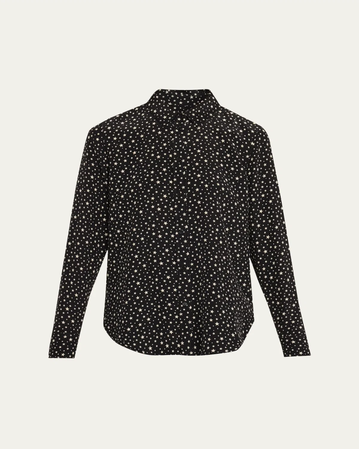 Spotted Silk Button-Down Blouse
