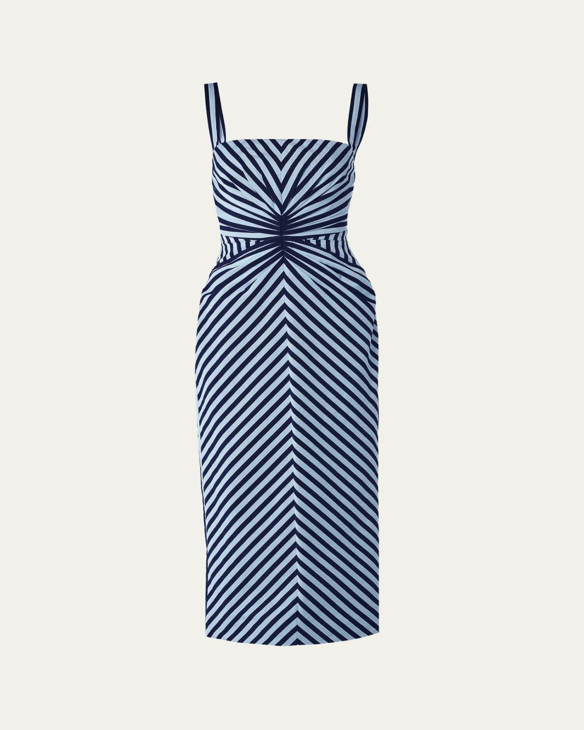 Sleeveless Striped Gathered-Waist Midi Dress