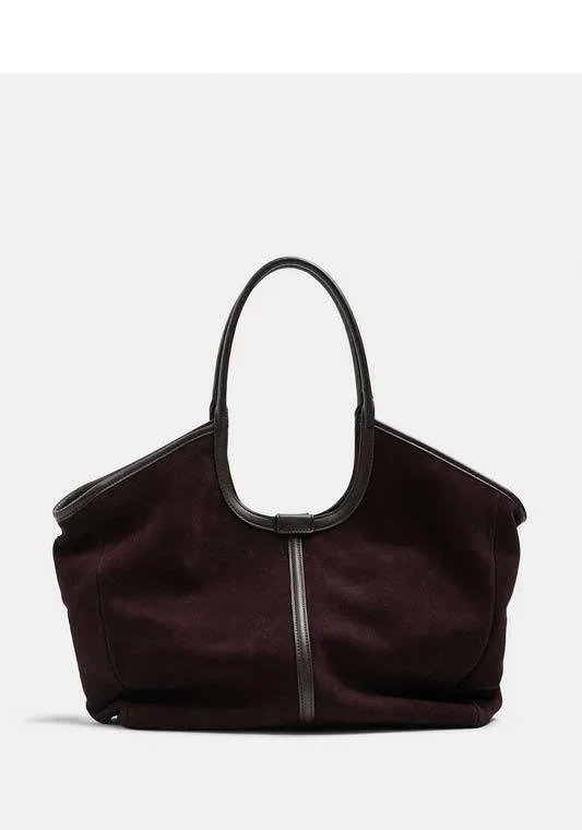 Brown leather shopper bag for laptop 15
