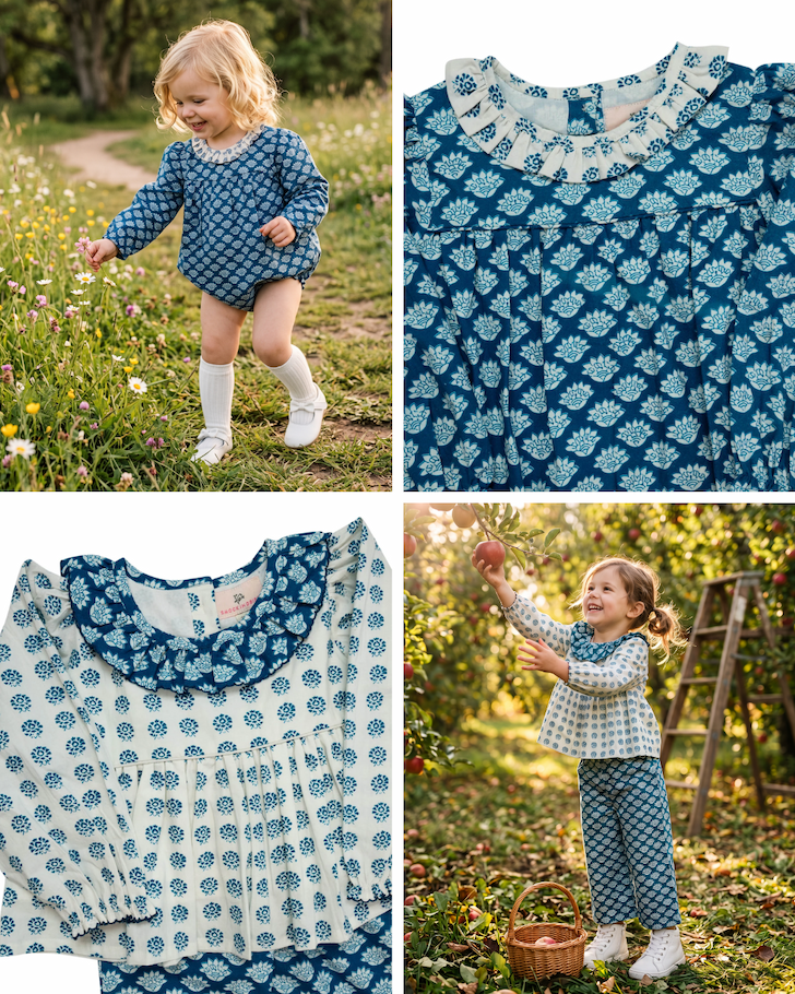 Mixed Blue Block Print Collection