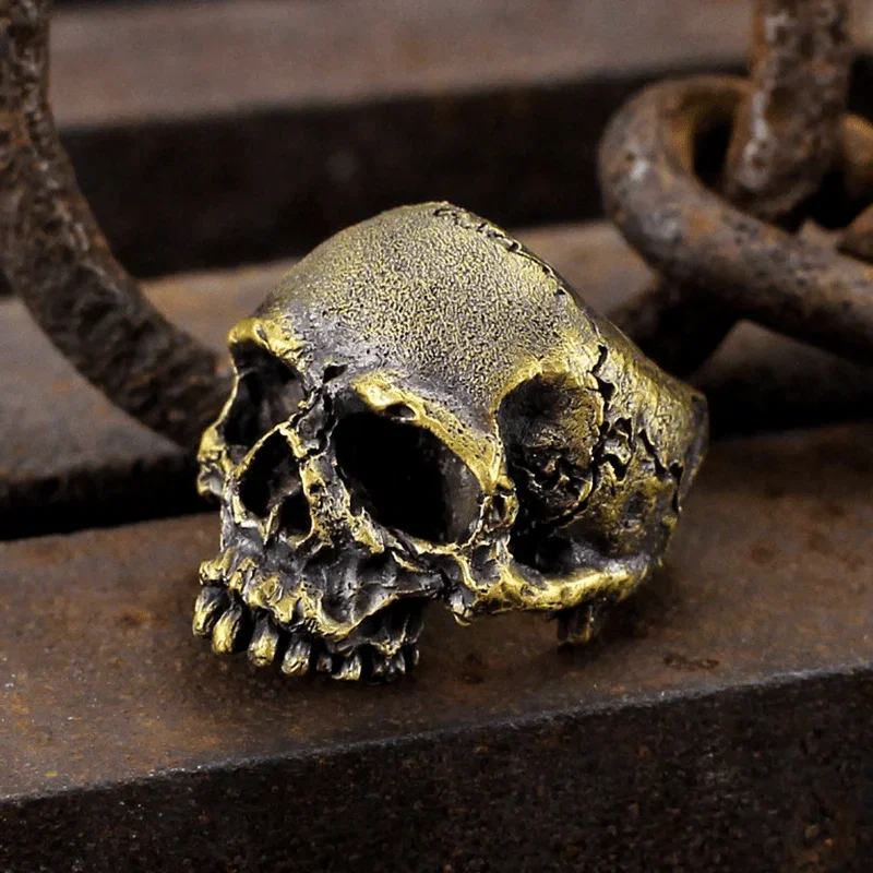 Image of Dark Pioneer Brass Skull Ring