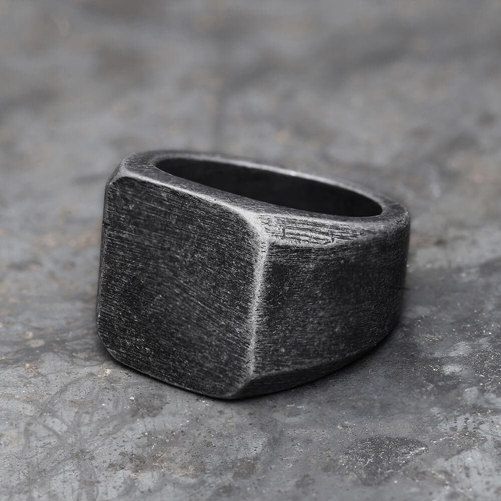 Image of Retro Simple Plain Stainless Steel Square Ring