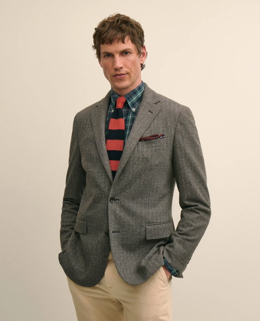 Image of Classic Fit Cotton Blend Herringbone