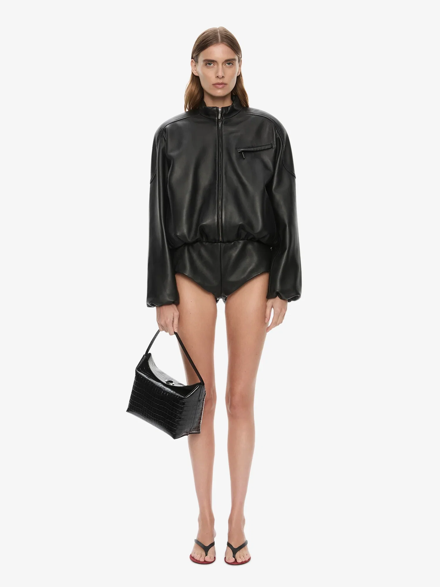 Image of Dannie Leather Zipped One Piece