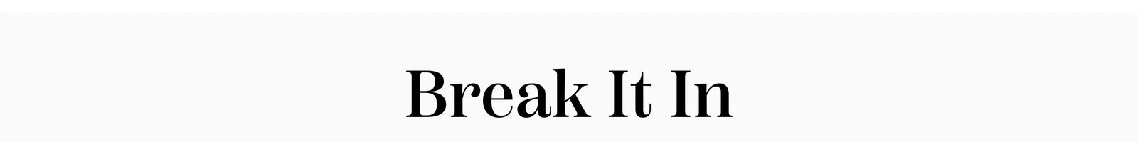 Break It In