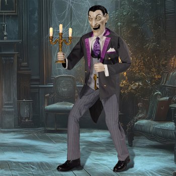6' Animated Vampire Butler with LED Eyes and Sound