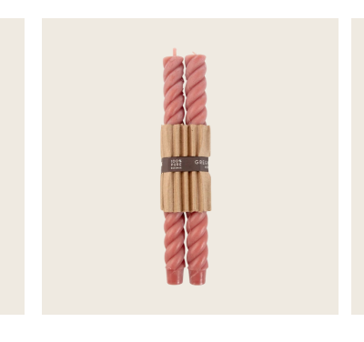 Greentree Home  Ropes Taper Candles, Set of 2 - Berry Champagne