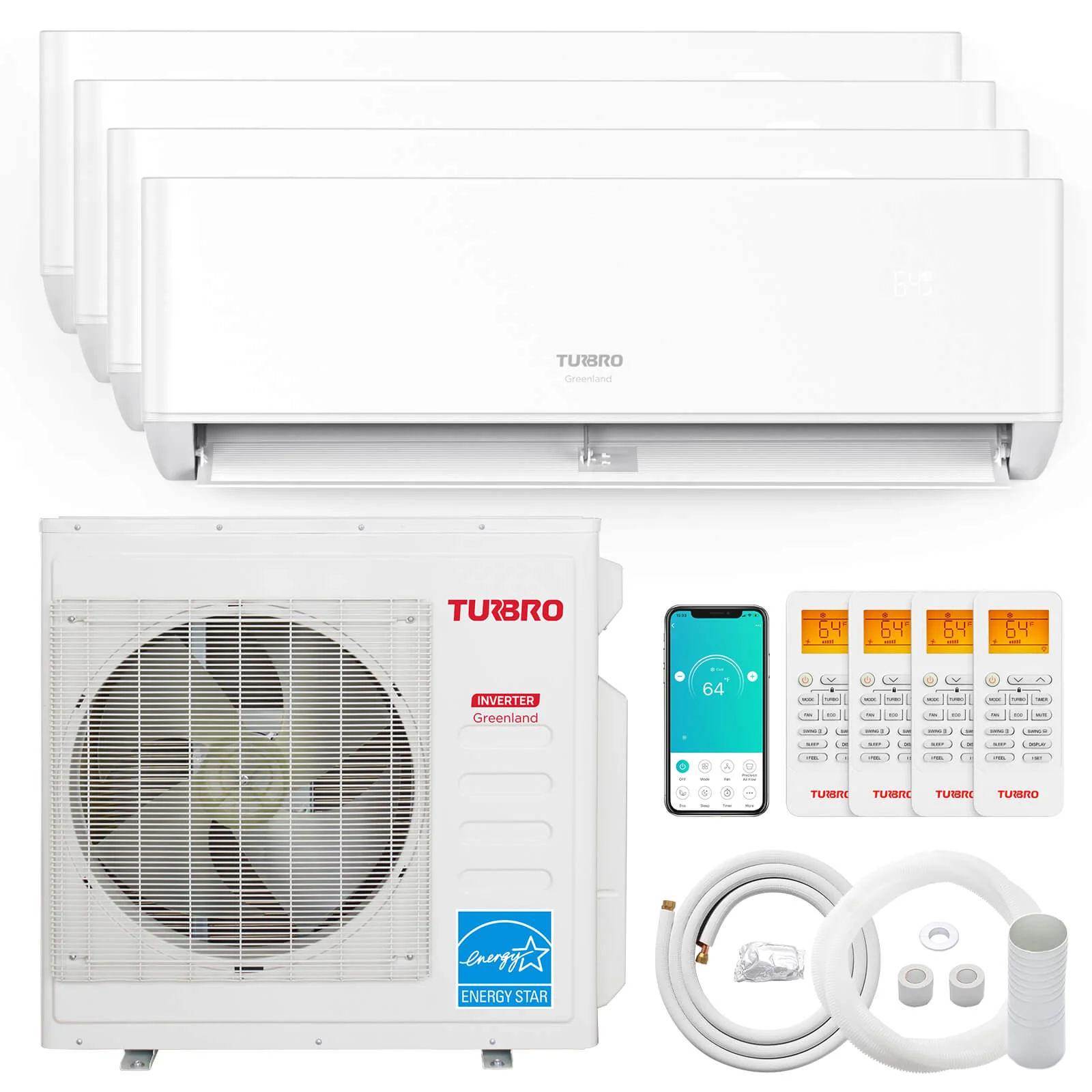 Image of Greenland 36,000 BTU Quad-Zone (4) Mini Split AC (R454B)