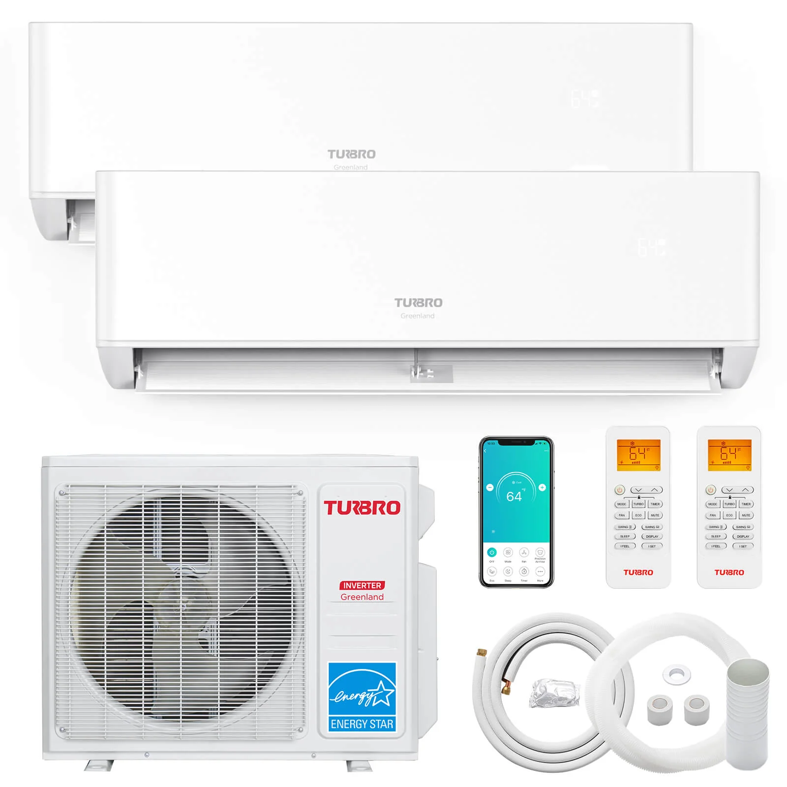 Image of Greenland 18,000 BTU Dual Zone (2) Mini Split AC (R454B)