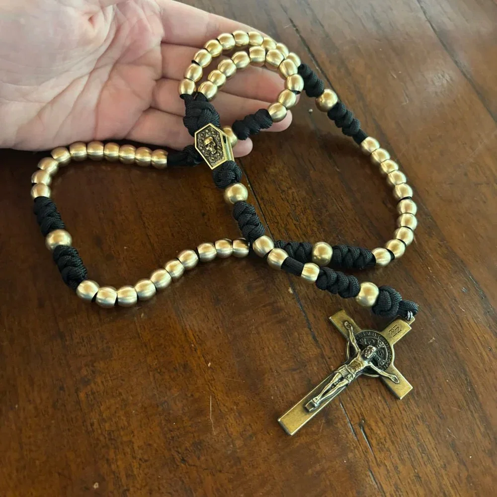 Handcrafted Brass & Paracord Memento Mori Rosary