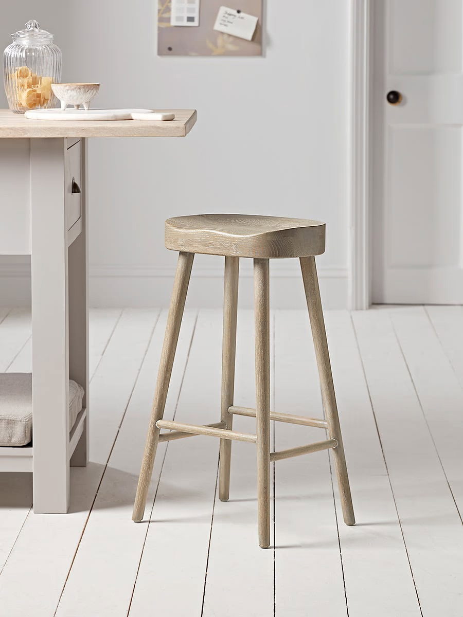 Weathered Oak Counter Stool - Greywashed