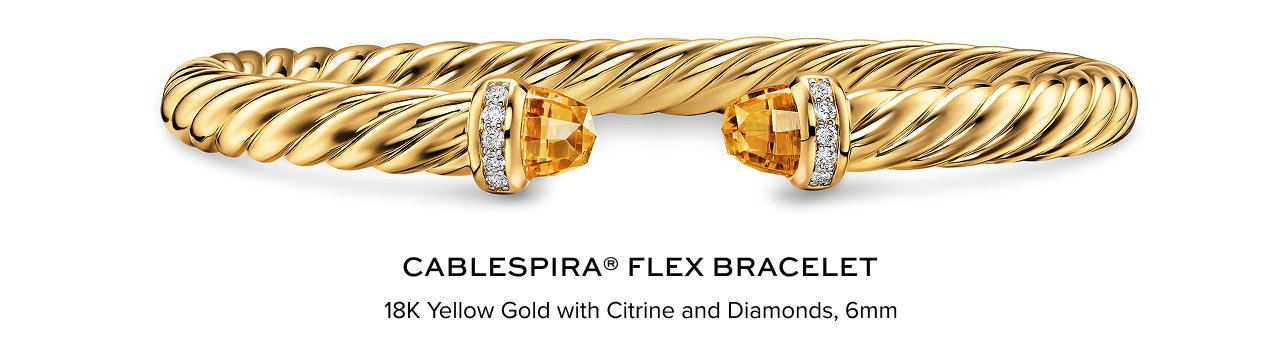Cablespira® Flex Bracelet 18K Yellow Gold with Citrine and Diamonds, 6mm