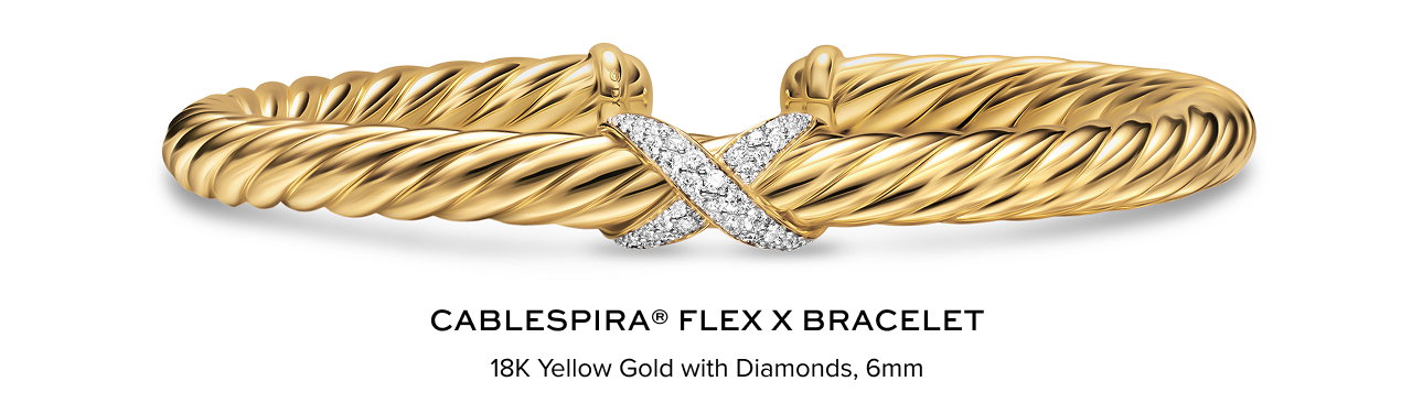 Cablespira® Flex X Bracelet 18K Yellow Gold with Diamonds, 6mm
