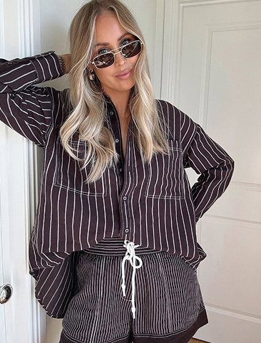 JAG Winona Stripe Shirt Brown