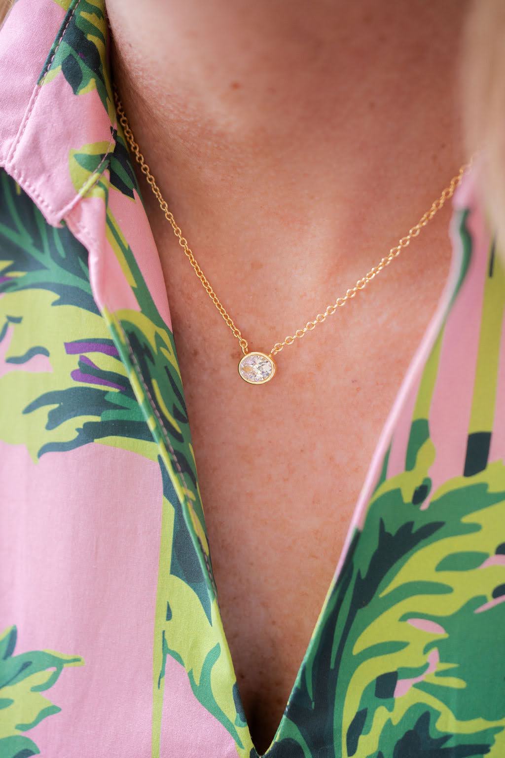 Image of Small Oval Bezel Necklace