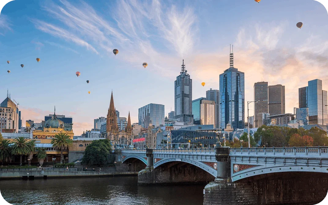 Melbourne city with tall buildings