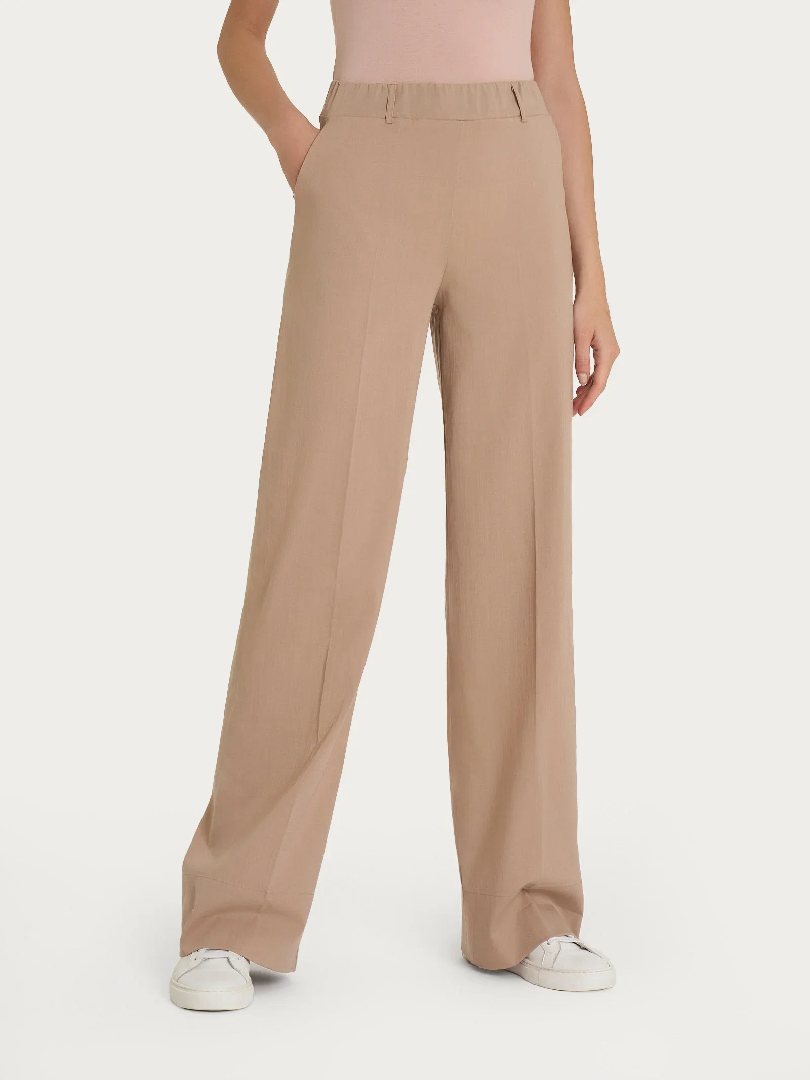 Image of Pantalone ampio con tasche in Super Natural - Warm Taupe