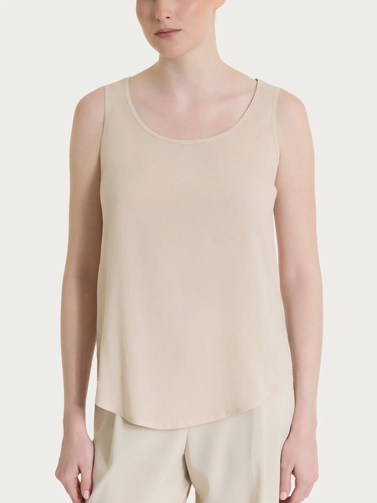 Image of Top con spalla larga in Voile Stretch - Champignon