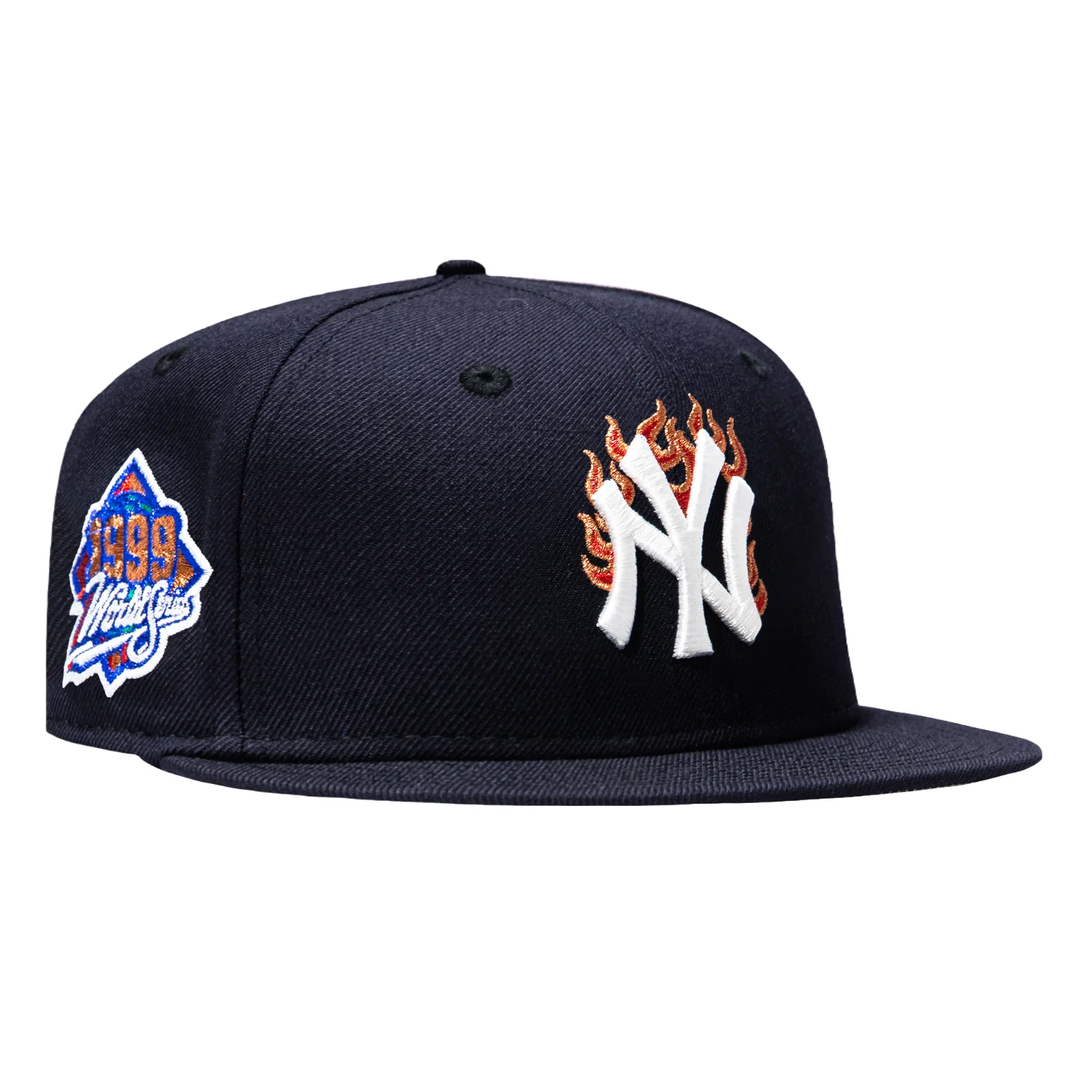 Image of New Era 59Fifty Fire Pack New York Yankees 1999 World Series Patch Hat - Navy