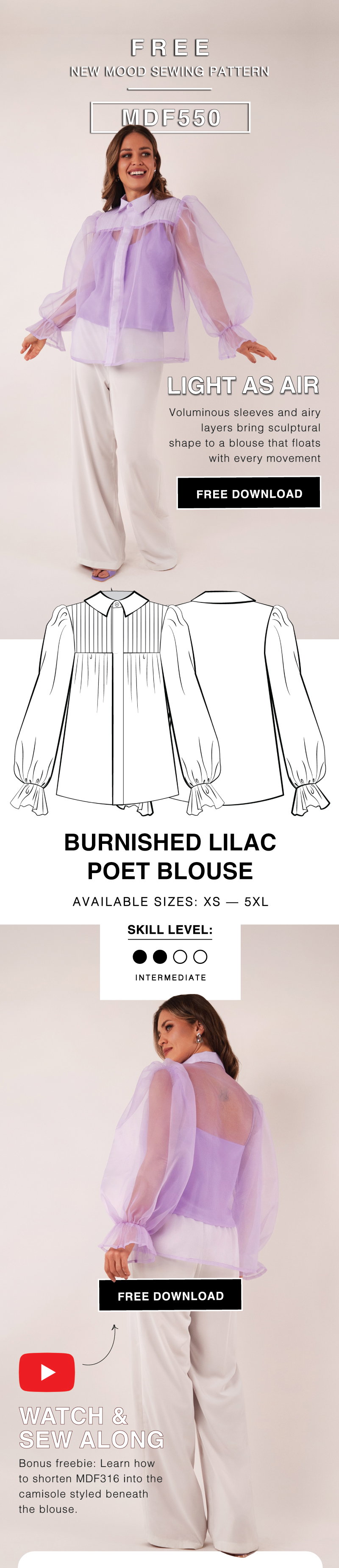 THE BURNISHED LILAC POET BLOUSE FREE SEWING PATTERN