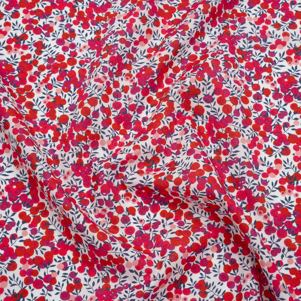 Image of Liberty Fabrics Tana Lawn® - Wiltshire Pink - Pink, Red and Blue Leaves and Berries
