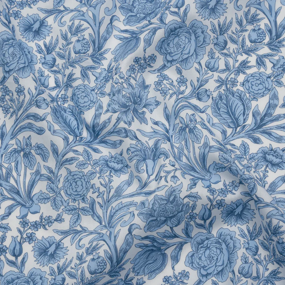 Image of Liberty Fabrics Tana Lawn® - Sambourne Light Blue - Light Blue and White Fancy Roses