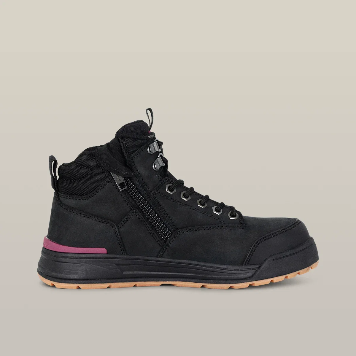 Image of Women's 3056 Lace Up & Side Zip Safety Boot - Black